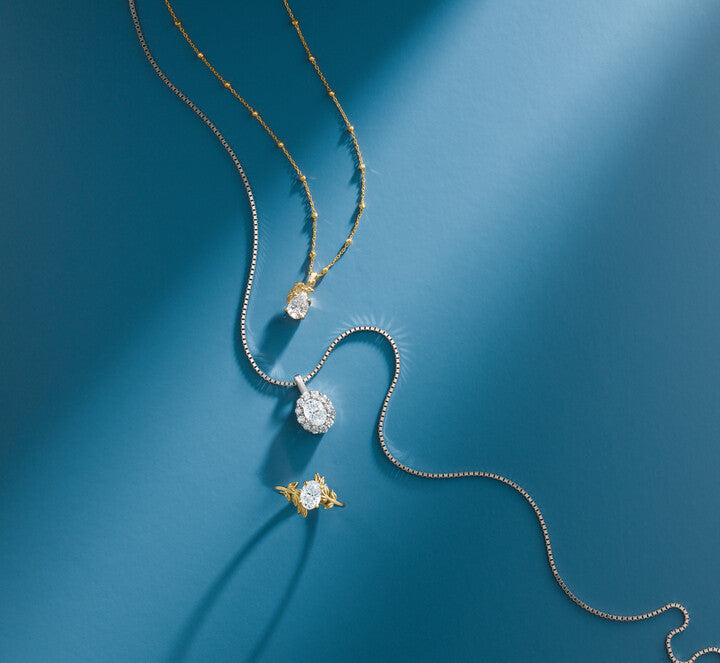 lab grown diamond necklaces and ring