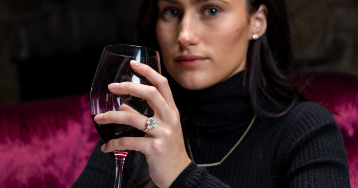 Women With Emerald cut engagement ring 