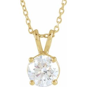 Lab-Grown Diamond 4 Prong Solitaire 16-18&quot; Necklace