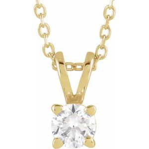 Lab-Grown Diamond 4 Prong Solitaire 16-18" Necklace
