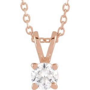 Lab-Grown Diamond 4 Prong Solitaire 16-18&quot; Necklace