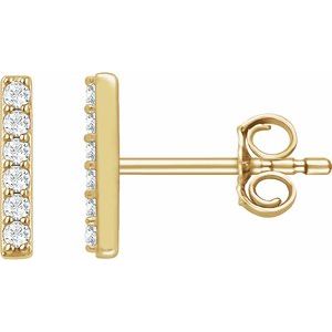 14K Yellow Gold Lab Diamond Bar Stud Earrings
