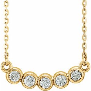 14K Yellow Gold 5 Stone Lab Diamond Bezel Set Necklace
