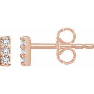 14K Rose Gold Lab Diamond Bar Stud Earrings