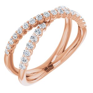 14K Rose Gold Criss Cross Lab Grown Diamond Ring