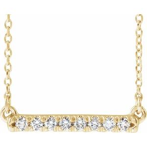 14K Yellow Gold Lab Diamond French Set Bar Necklace