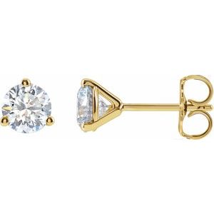 14K 3 Prong Martini Diamond Stud Earrings