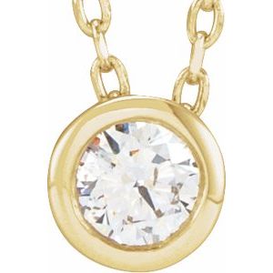 14K Yellow Gold Bezel Diamond Necklace