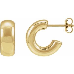 Puffed hoop earrings in polished 14K yellow gold