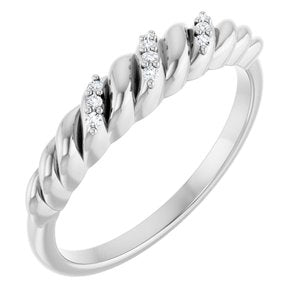 14K White Gold .04 CTW Natural Diamond Dome Ring