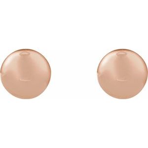 3 mm polished dome stud earrings in 14K rose gold, front view