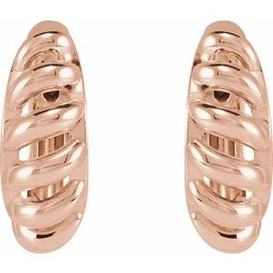 Rope-dome huggie hoop earrings in 14K rose gold, front view