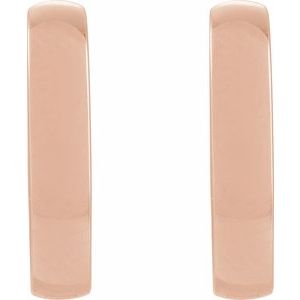 Elongated domed hoop earrings in 14K rose gold, front view