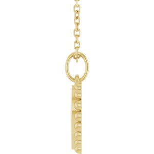 Engravable heart necklace in 14K yellow gold, side profile