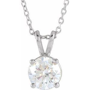 Lab-Grown Diamond 4 Prong Solitaire 16-18&quot; Necklace