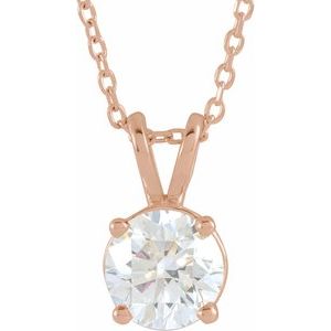 Lab-Grown Diamond 4 Prong Solitaire 16-18&quot; Necklace