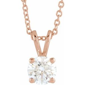 Lab-Grown Diamond 4 Prong Solitaire 16-18&quot; Necklace