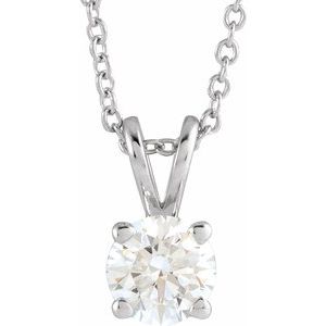 Lab-Grown Diamond 4 Prong Solitaire 16-18&quot; Necklace