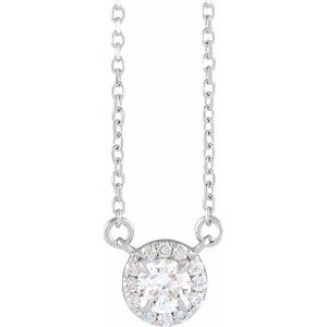 14K White  Lab-Grown Alexandrite &amp; W Natual Diamond 16&quot; Necklace