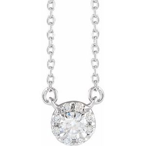 14K White  Lab-Grown Alexandrite &amp; W Natual Diamond 16&quot; Necklace