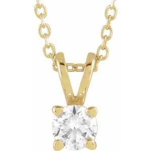 Lab-grown diamond four-prong solitaire necklace in 14K gold