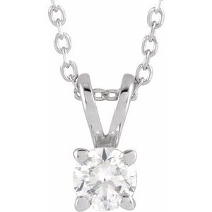 Lab-Grown Diamond 4 Prong Solitaire 16-18&quot; Necklace