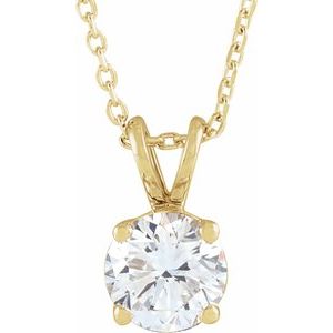 Lab-Grown Diamond 4 Prong Solitaire 16-18&quot; Necklace