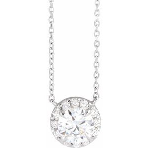 14K White  Lab-Grown Alexandrite &amp; W Natual Diamond 16&quot; Necklace