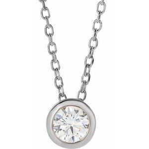 14K White Gold Bezel Diamond Necklace