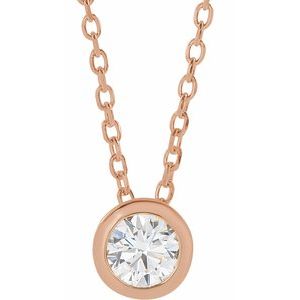 14K Rose Gold Bezel Diamond Necklace