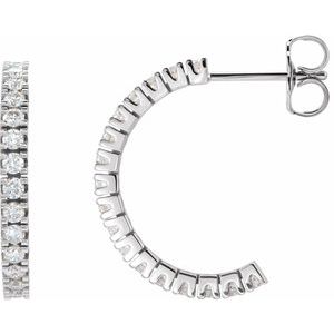 14K White Gold Diamond Hoop Earrings