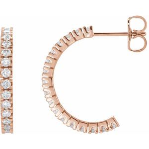 14K Rose Gold Diamond Hoop Earrings