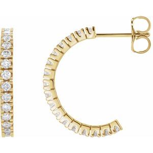 14K Yellow Gold Diamond Hoop Earrings