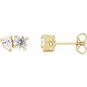 5 x 3.5 mm Lab-Grown Diamond Two-Stone Stud Earrings