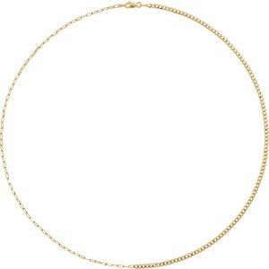 2.7 mm curb and paperclip chain necklace in 14K yellow gold, full view