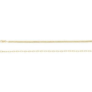 2.7 mm curb and paperclip chain necklace in 14K yellow gold, link detail