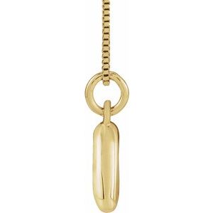 Bubble initial A necklace in 14K yellow gold, side profile