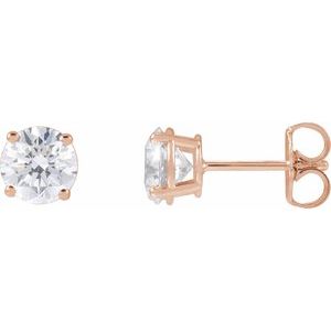 3 Prong Martini Diamond Gold Stud Earrings