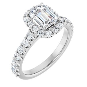 White Gold 2 CTW Emerald Lab-Grown Diamond Halo Engagement Ring
