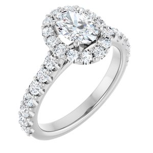 White Gold 1 1/2 CTW Oval Lab-Grown Diamond Halo Engagement Ring