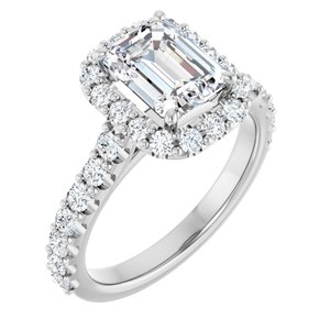 White Gold 2 1/2 CTW Emerald Lab-Grown Diamond Halo Engagement Ring