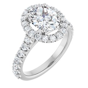 White Gold 2 1/3 CTW Oval Lab-Grown Diamond Halo Engagement Ring