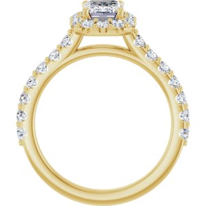 Emerald Lab-Grown Diamond Halo Engagement Ring in 14K Gold — 2 CTW, Yellow Gold, rear profile