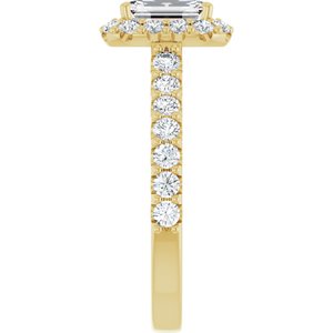 Emerald Lab-Grown Diamond Halo Engagement Ring in 14K Gold — 2 CTW, Yellow Gold, side profile