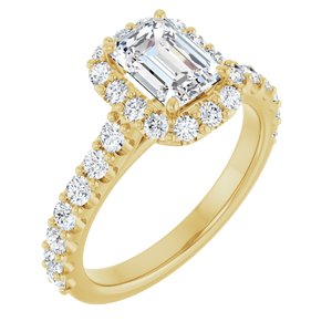 Yellow Gold 2 CTW Emerald Lab-Grown Diamond Halo Engagement Ring