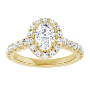 Oval Lab-Grown Diamond Halo Engagement Ring in 14K Gold — 1 1/2 CTW, Yellow Gold, front view