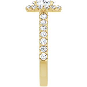 Oval Lab-Grown Diamond Halo Engagement Ring in 14K Gold — 1 1/2 CTW, Yellow Gold, side profile