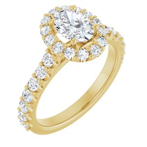 Yellow Gold 1 1/2 CTW Oval Lab-Grown Diamond Halo Engagement Ring