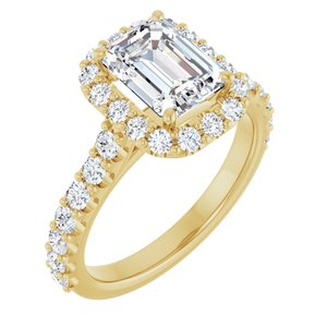 Yellow Gold 2 1/2 CTW Emerald Lab-Grown Diamond Halo Engagement Ring