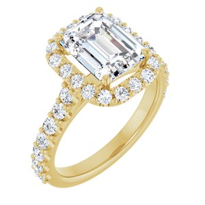 Yellow Gold 3 1/3 CTW Emerald Lab-Grown Diamond Halo Engagement Ring